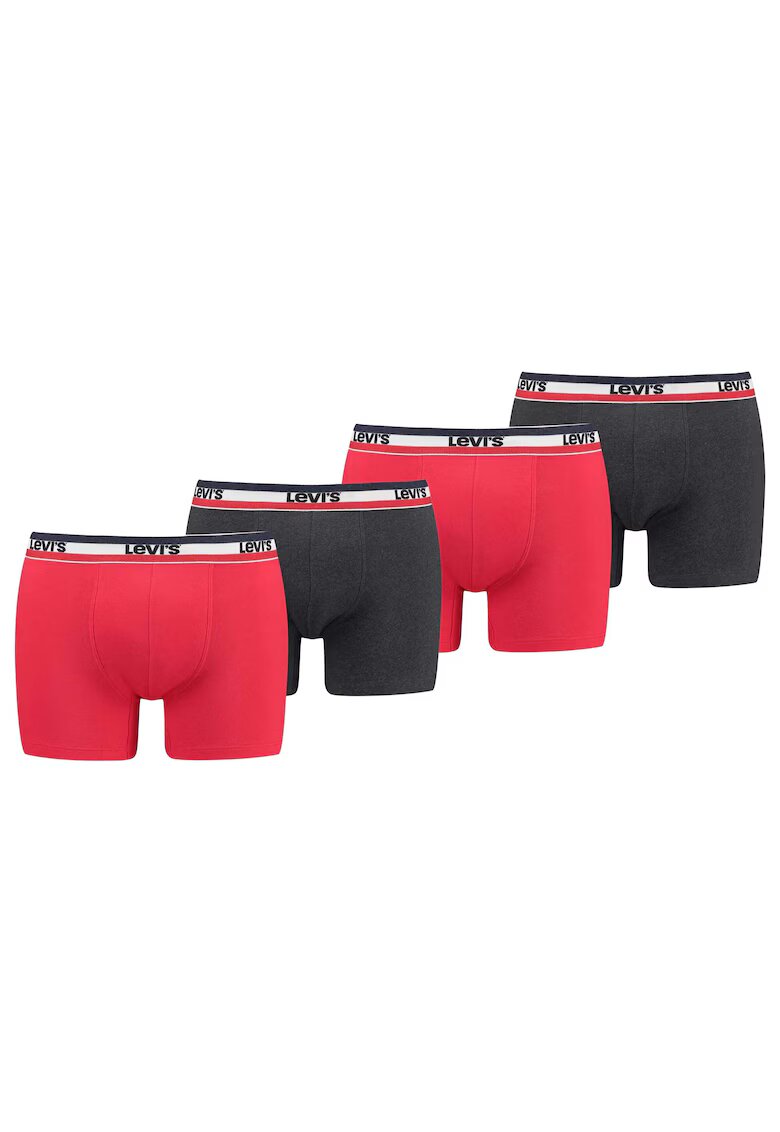 Levi's Боксерки с лого на талията - 3 чифта - Червен/Черен