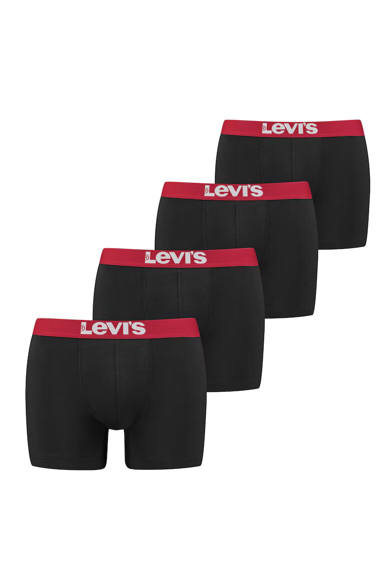 Levi's Боксерки с лого на талията 4 чифта Червен/Черен