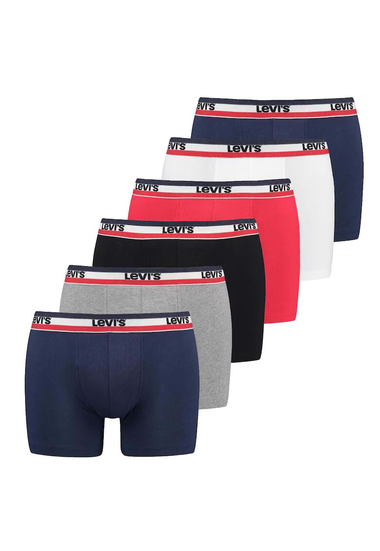Levi's Боксерки с лого на талията - 6 чифта - Червен/Сив/Син