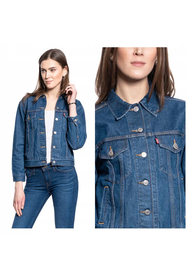 Levi's Дамско Яке - Ex- Boyfriend Trucker - Стандартна Кройка - Деним Дизайн - Без Качулка - С Копчета - Памук - XS INTL - Синьо