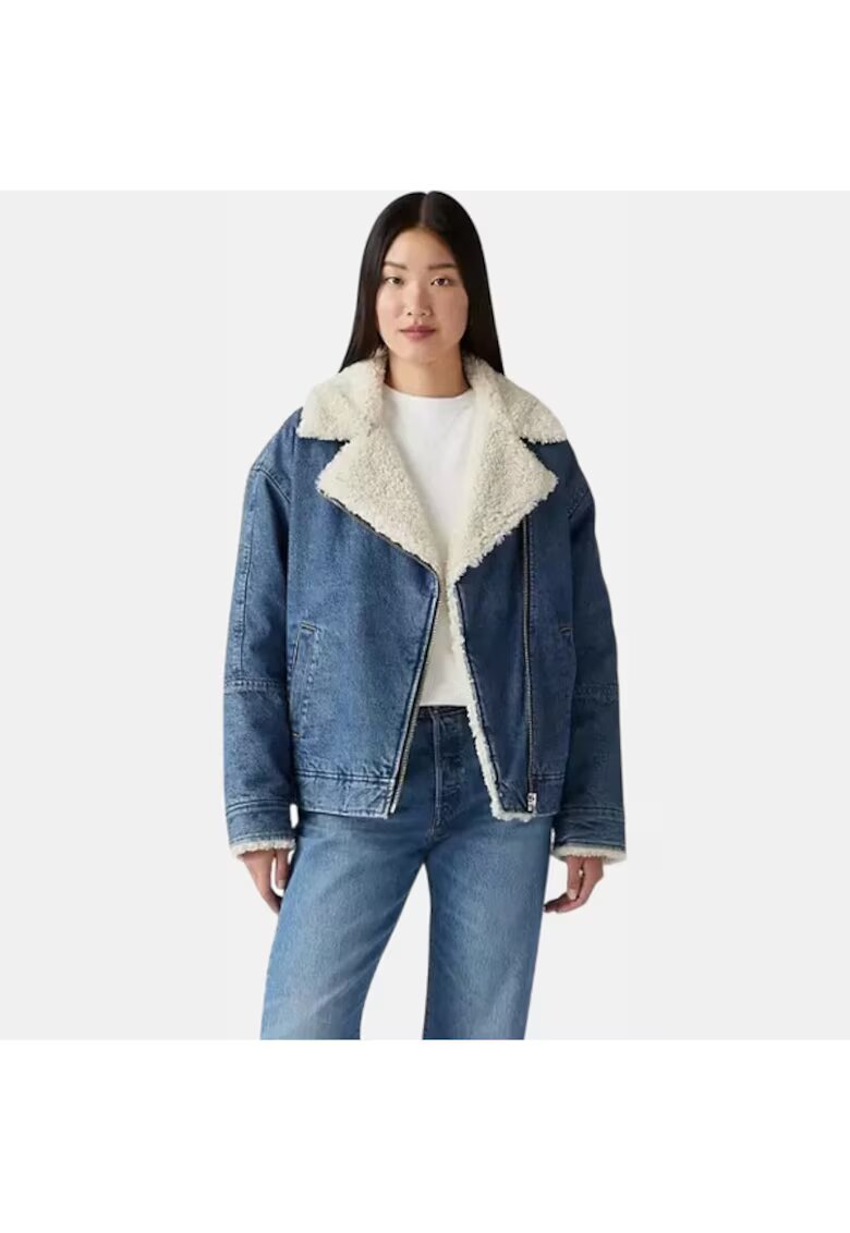 Levi's Дамско яке Sherpa Flight - памучно - синьо
