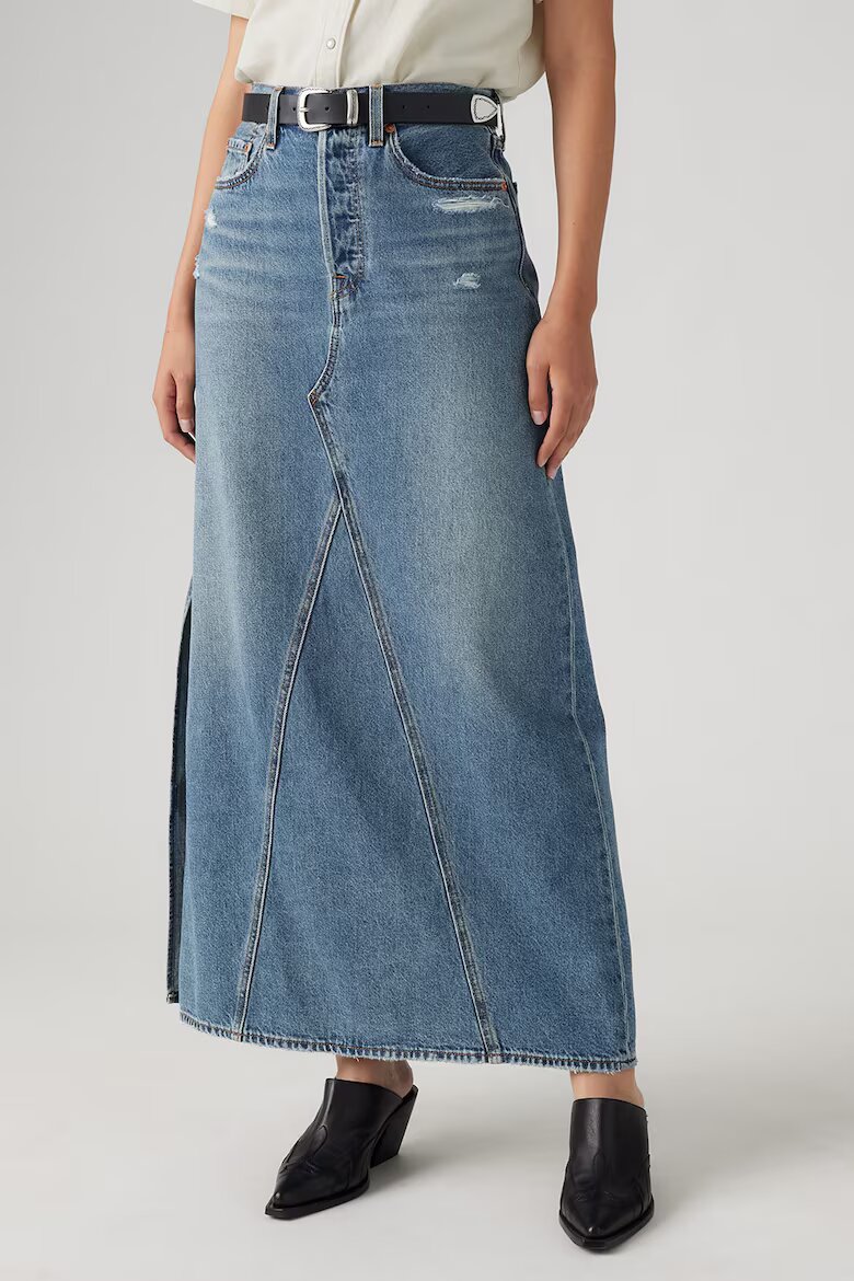 Levi's Дънкова пола с цепка Син меланж