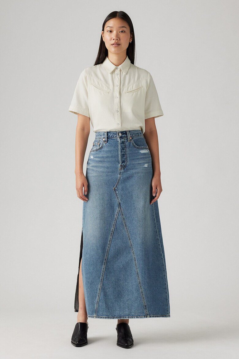 Levi's Дънкова пола с цепка Син меланж
