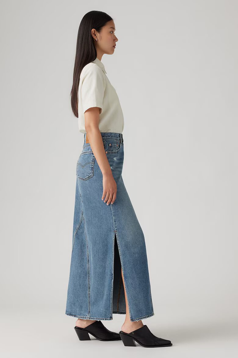 Levi's Дънкова пола с цепка Син меланж