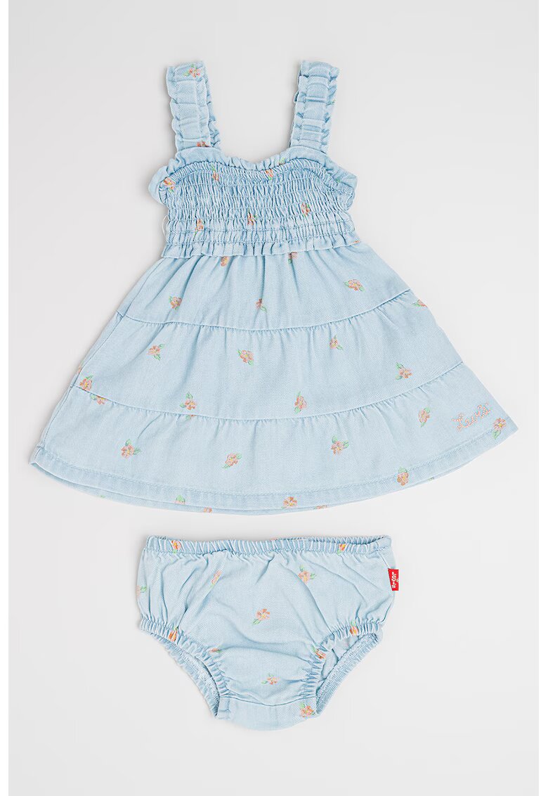 Levi's Дънкова рокля от лиосел и гащички - 2 части - Зелен/Оранжев/Светлосин