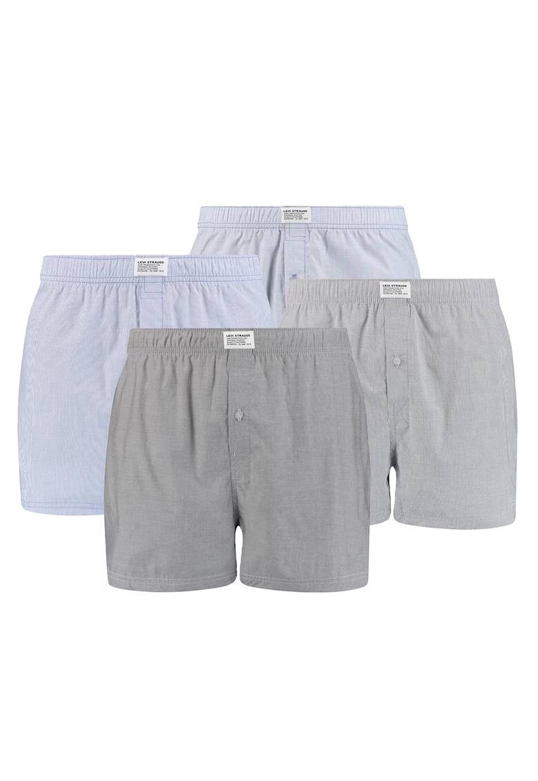 Levi's Едноцветни боксрки - 4 чифта - Сив/Светлосин