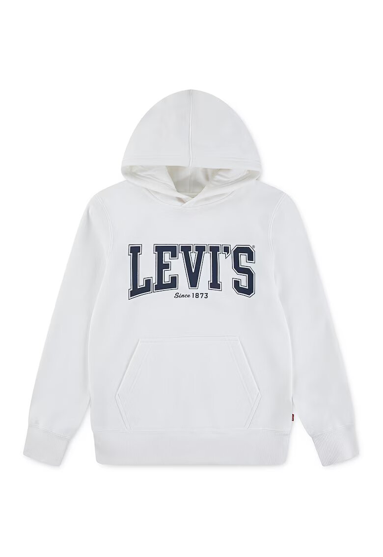 Levi's Худи с памук с надпис - Бял/Тъмносин