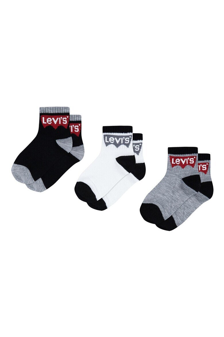 Levi's Къси чорапи с лого - 3 чифта Бял/Черен/Сив меланж