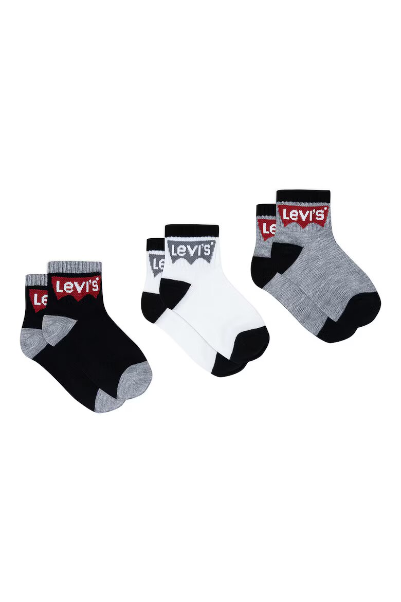 Levi's Къси чорапи с лого - 3 чифта Бял/Черен/Сив меланж