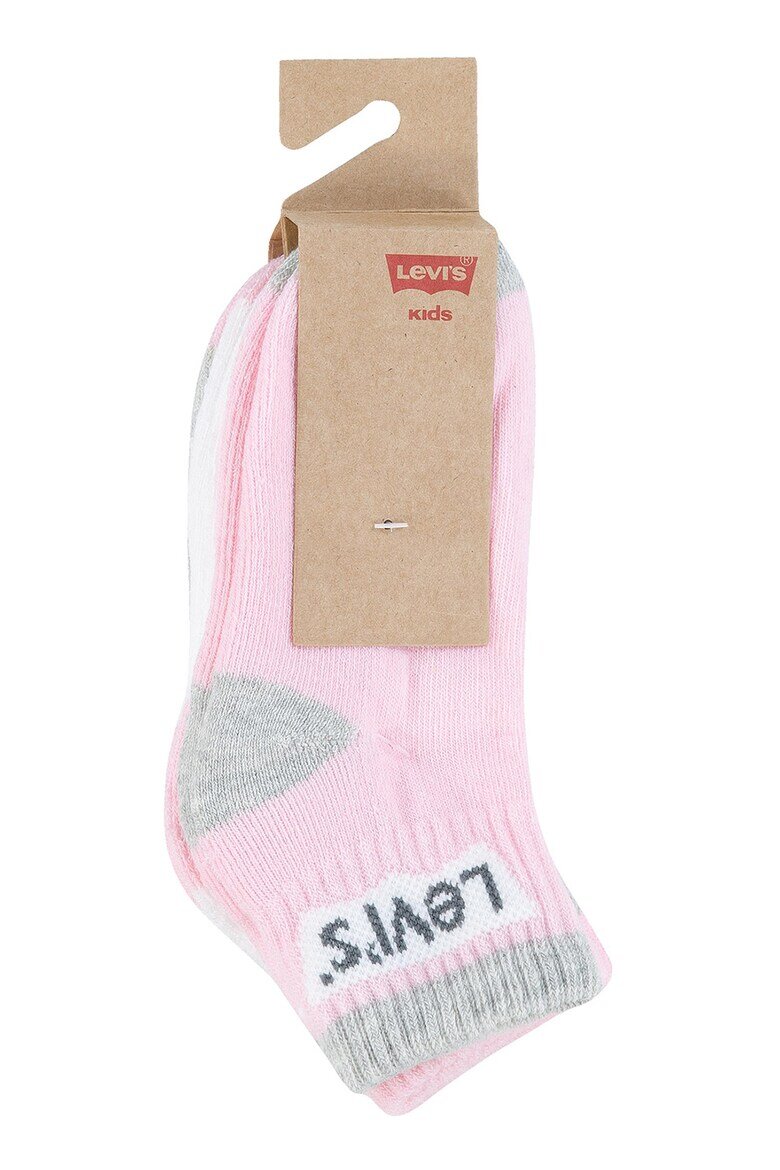 Levi's Къси чорапи с лого - 3 чифта Бял/Сив меланж/Розово