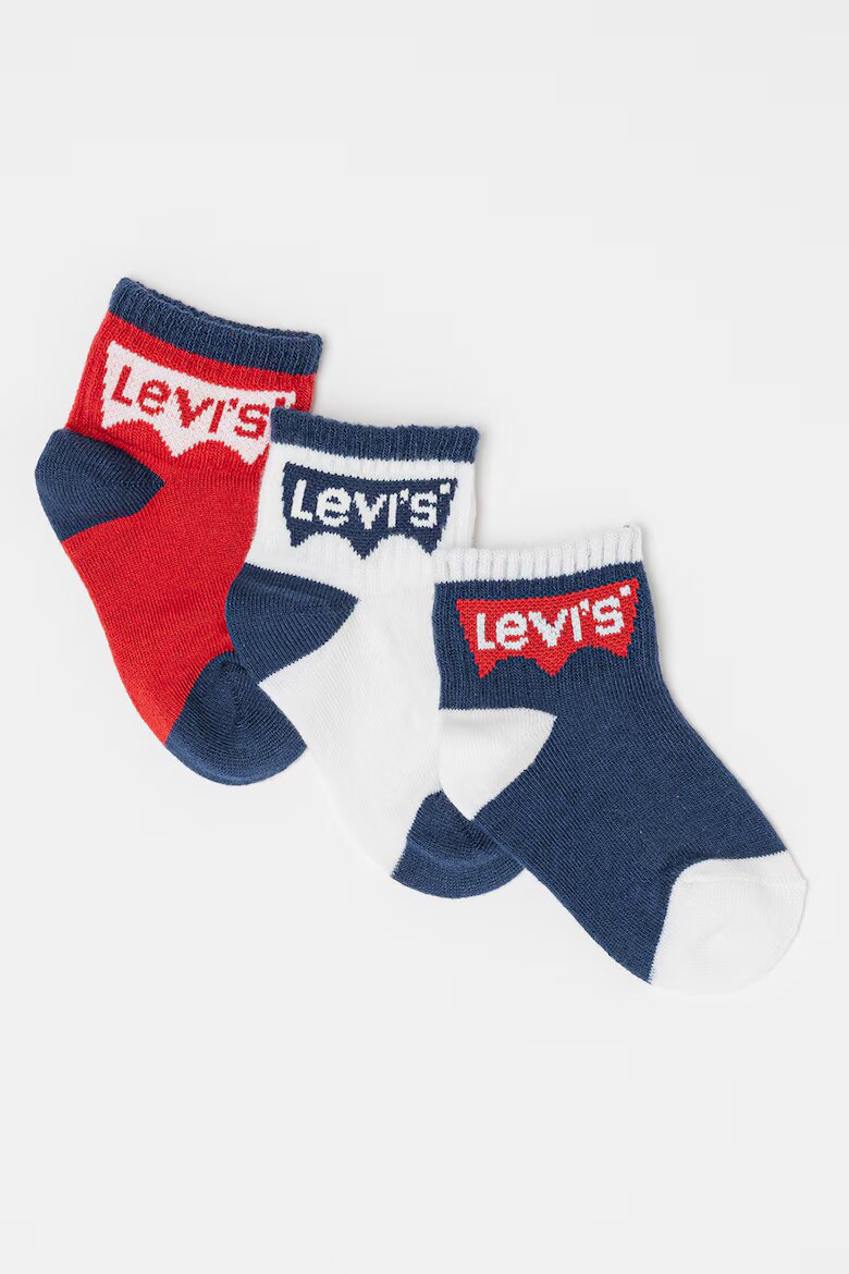 Levi's Къси чорапи с лого - 3 чифта Червен/Бял/Тъмносин