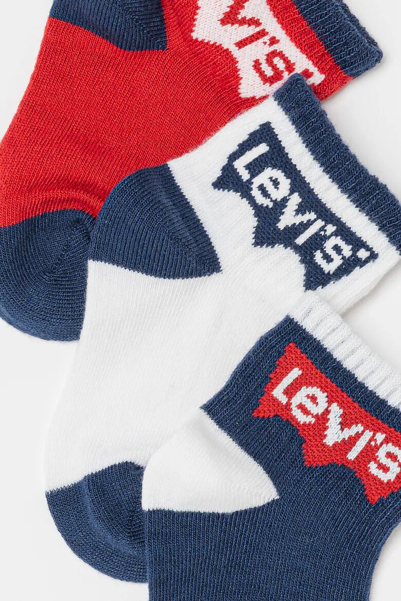 Levi's Къси чорапи с лого - 3 чифта Червен/Бял/Тъмносин