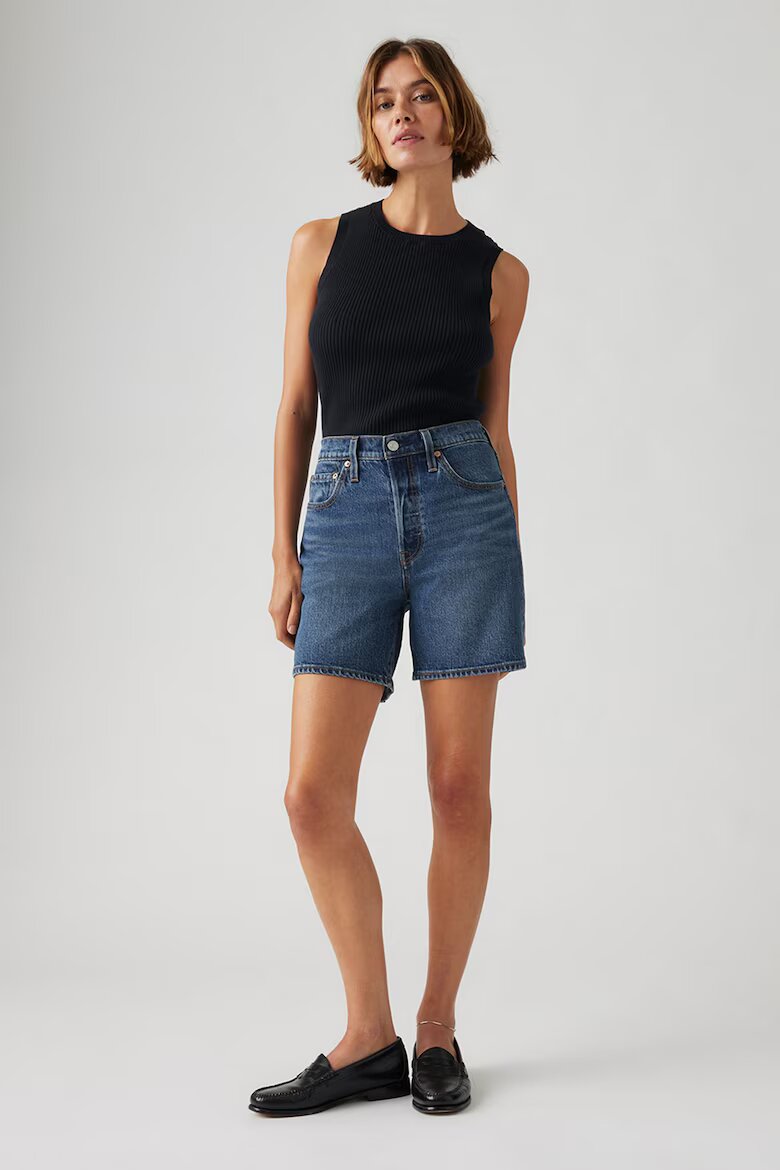Levi's Къси дънки 501® с висока талия Прашно синьо/Бледочервен/Светло бежово
