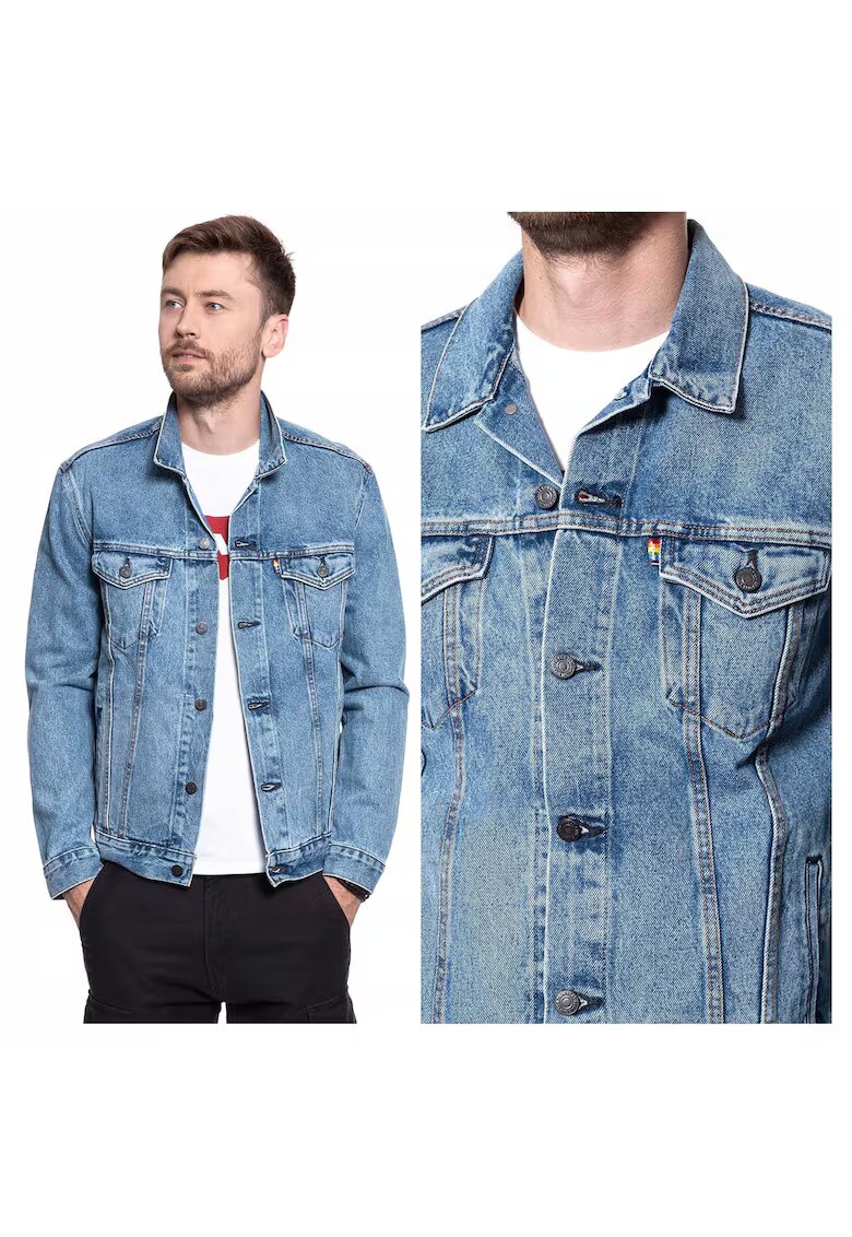 Levi's Мъжко яке - Pride Community Trucker Jacket - Regular Fit - Деним дизайн - Без качулка - С копчета - Памук - L INTL - Синьо