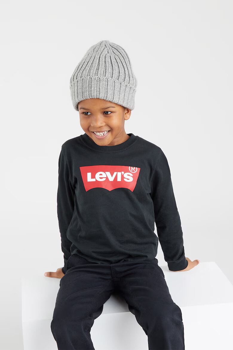 Levi's Памучна блуза с лого Черен/Бял/Аленочервен