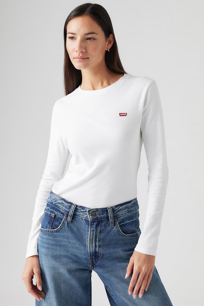 Levi's Памучна блуза с овално деколте Бял