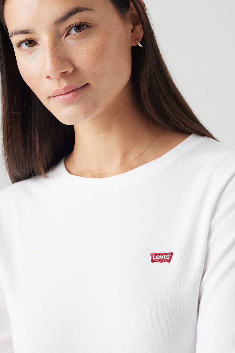 Levi's Памучна блуза с овално деколте Бял