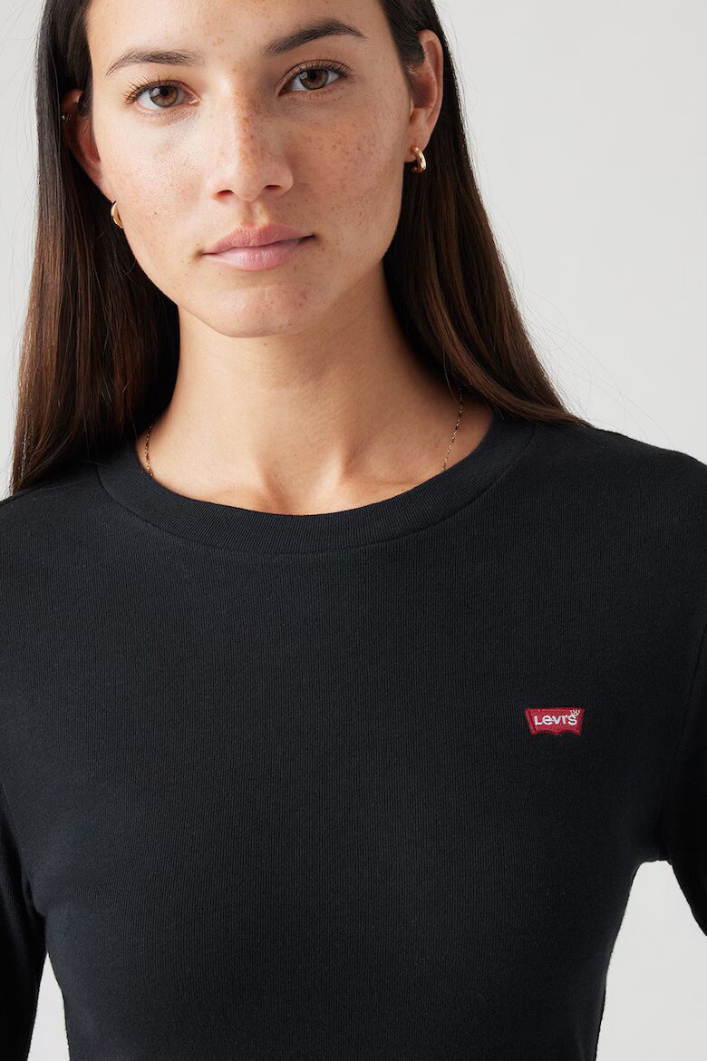 Levi's Памучна блуза с овално деколте Черен