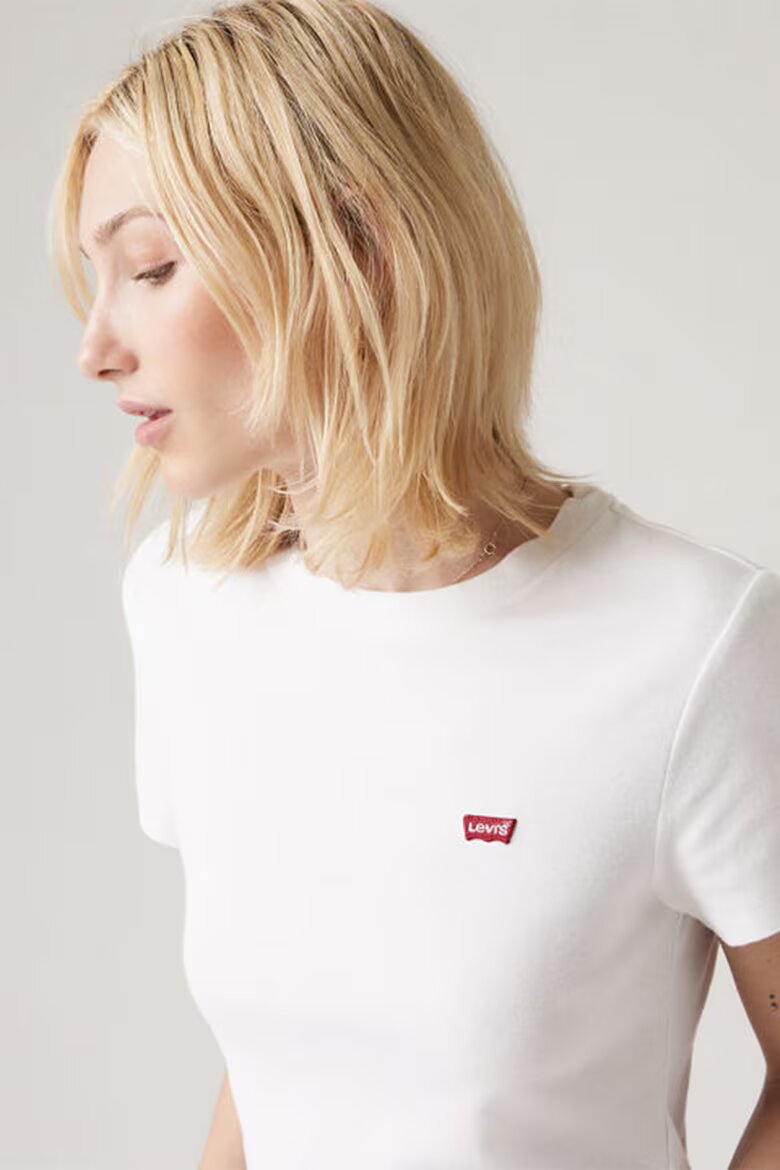 Levi's Памучна слим тениска Essential Бял