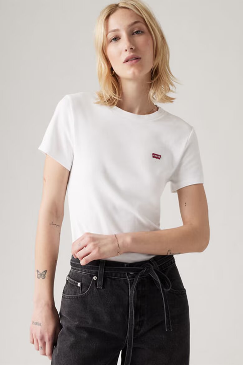 Levi's Памучна слим тениска Essential Бял