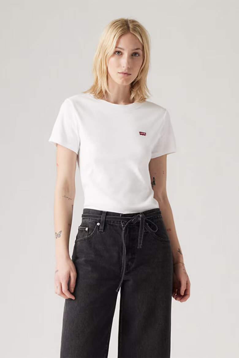 Levi's Памучна слим тениска Essential Бял