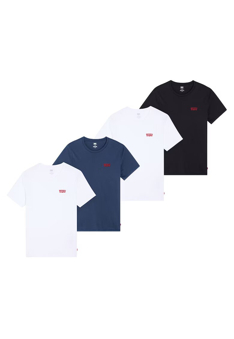Levi's Памучна тениска с овално деколте - 4 броя - Бял/Черен/Син
