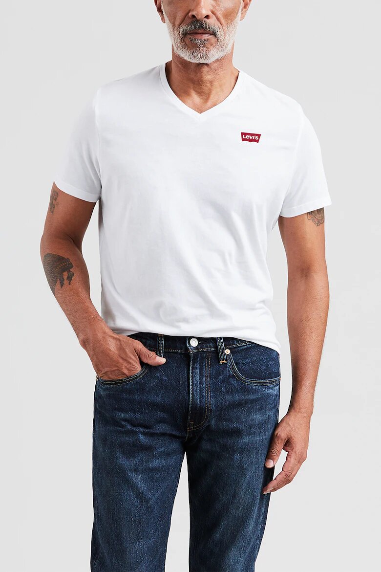 Levi's Памучна тениска с шпиц Бял