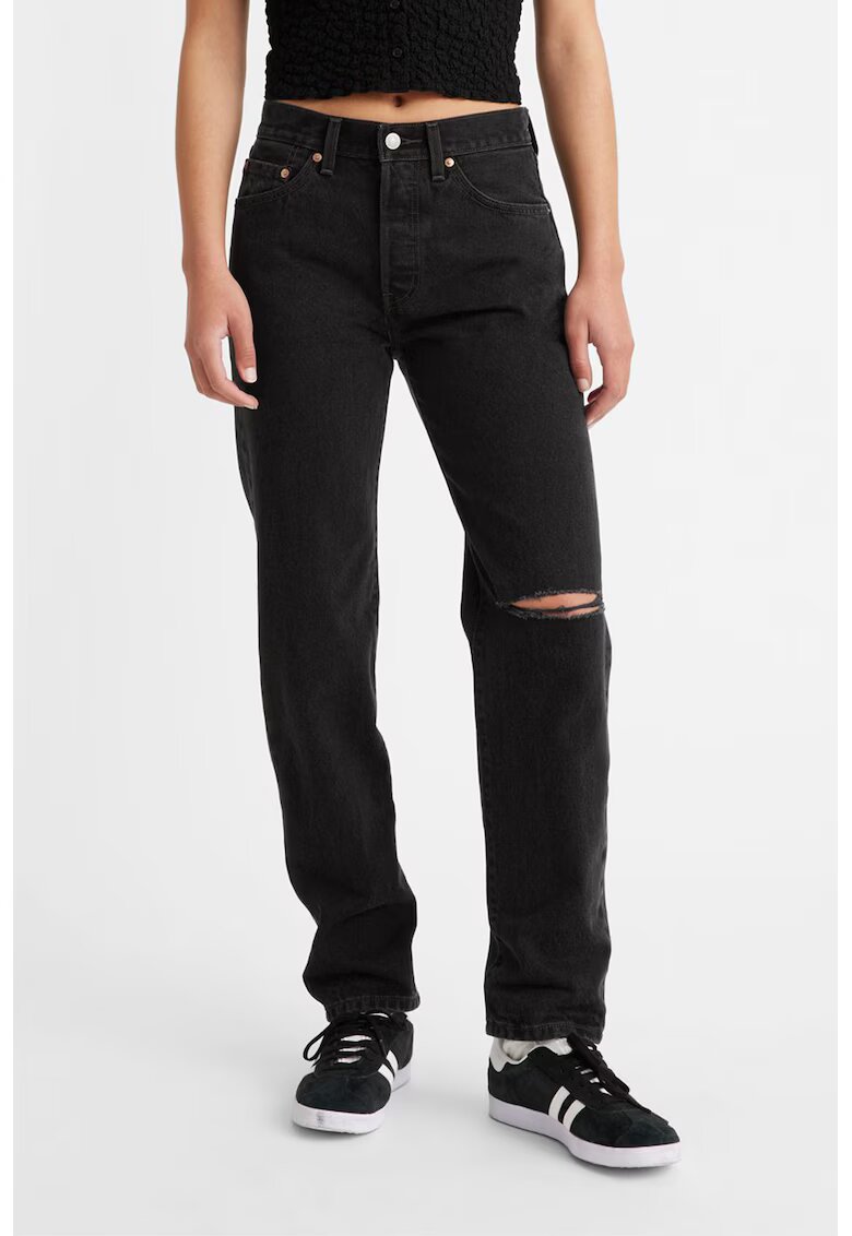 Levi's Прави дънки 501® '81 с висока талия - Избеляло черно