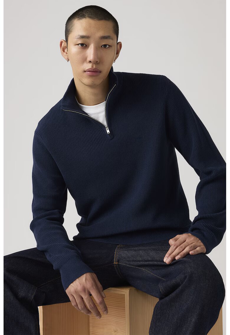 Levi's Пуловер Housemark с къс цип - Тъмносин