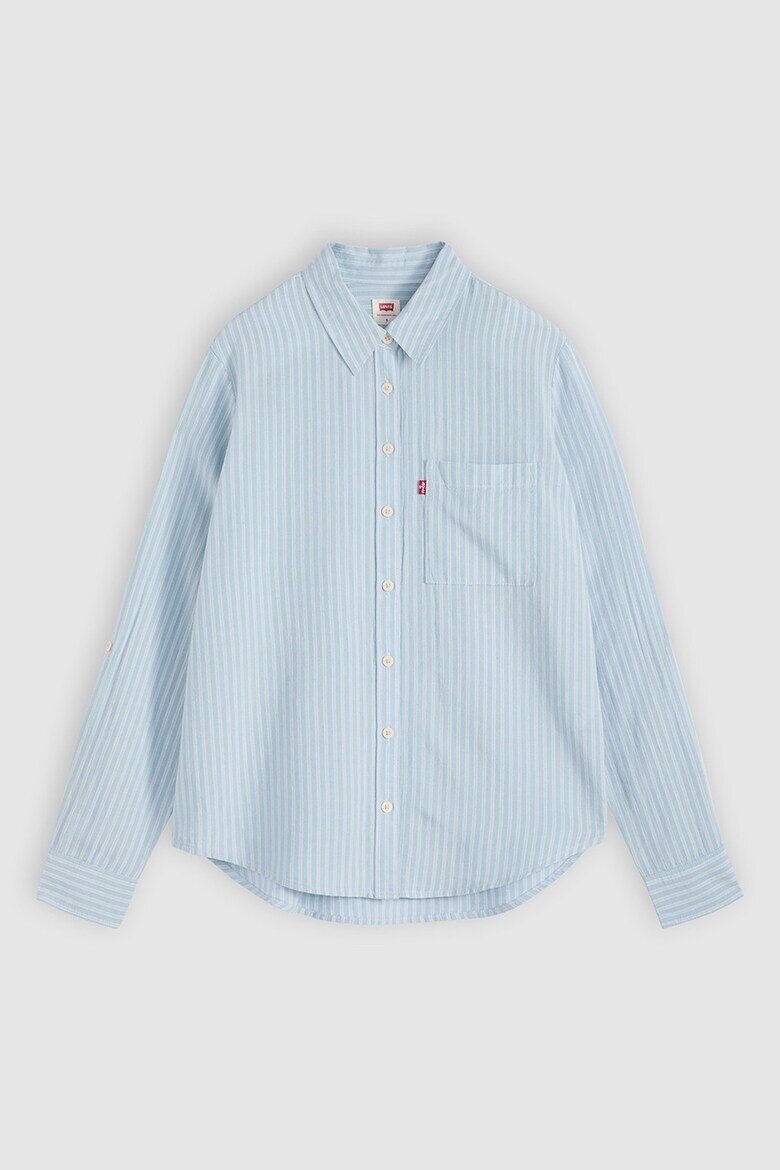 Levi's Раирана риза с памук и лен Бял/Бледо синьо