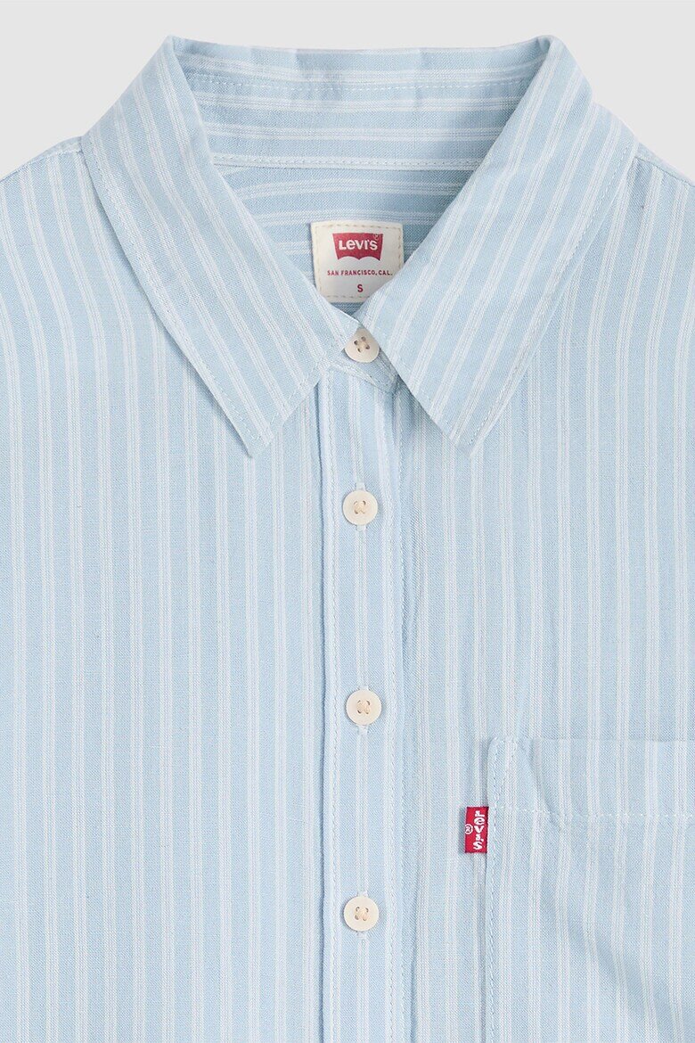 Levi's Раирана риза с памук и лен Бял/Бледо синьо