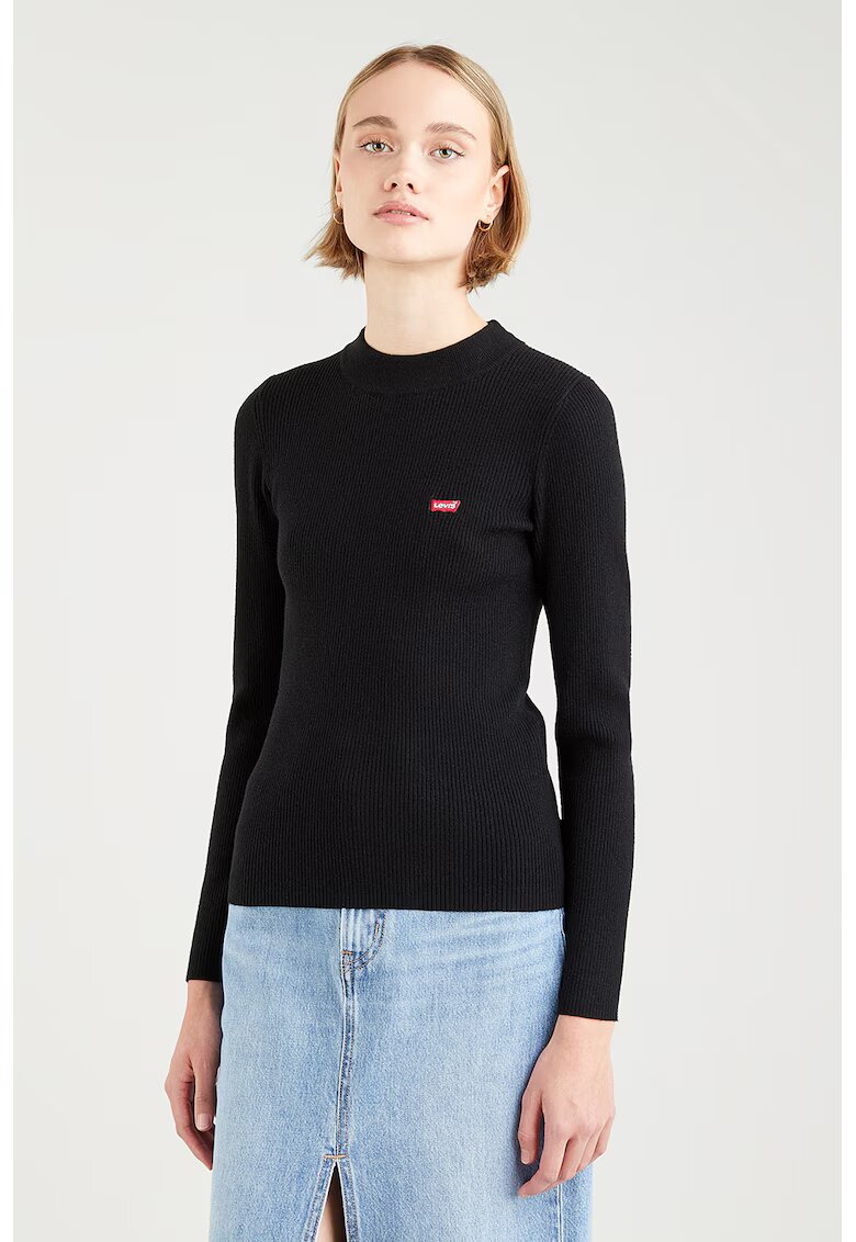 Levi's Слим рипсен пуловер с райе - Черен