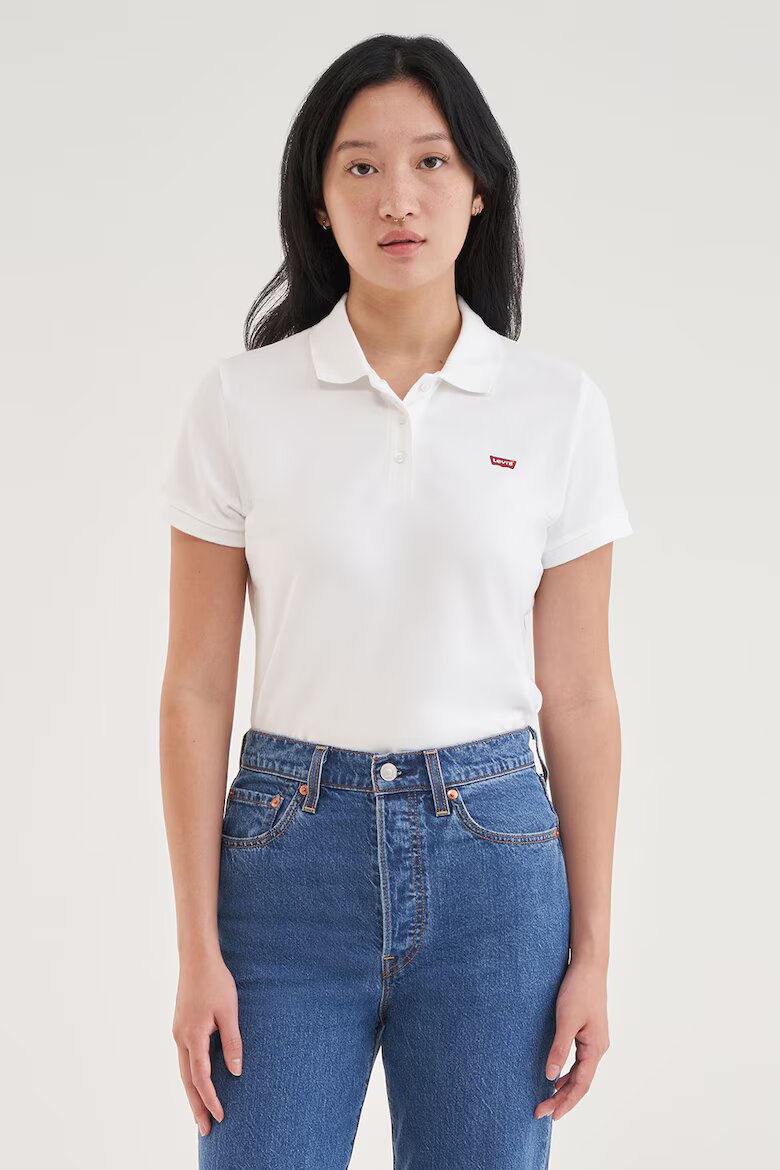 Levi's Слим тениска от пике с яка Бял