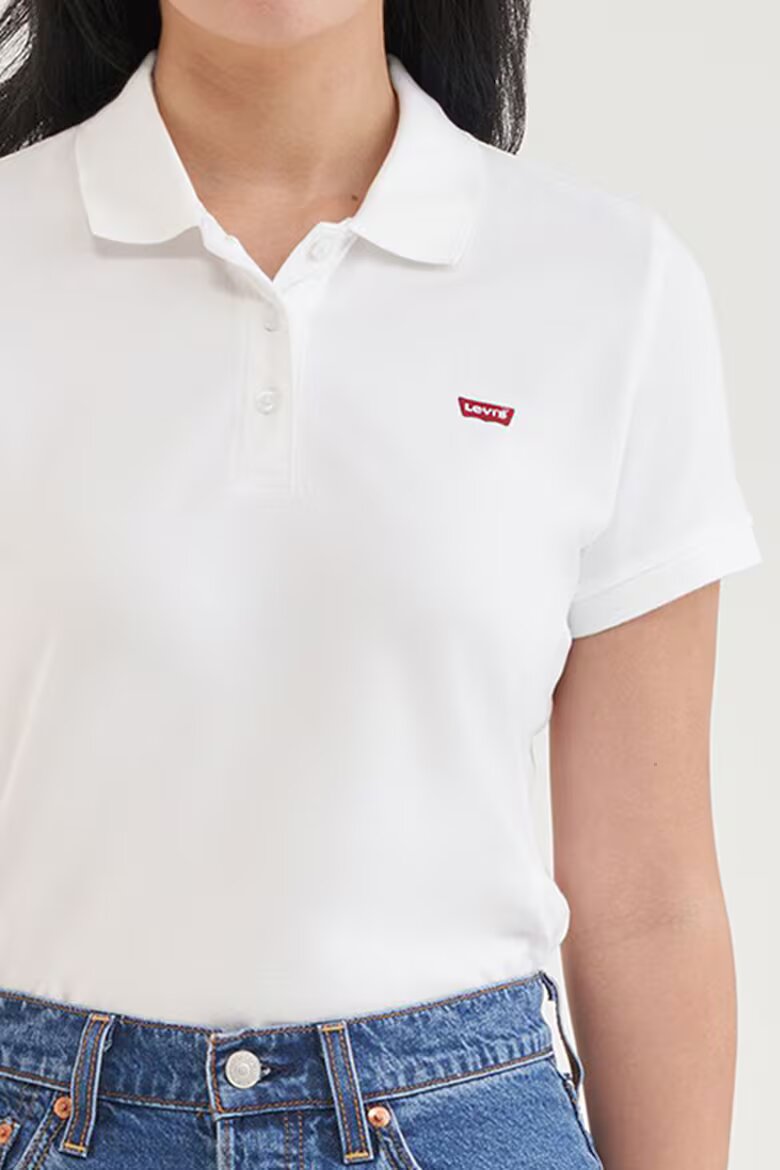 Levi's Слим тениска от пике с яка Бял