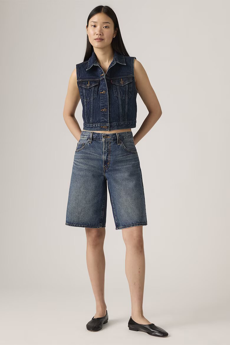 Levi's Свободни къси дънки с миди талия Син меланж