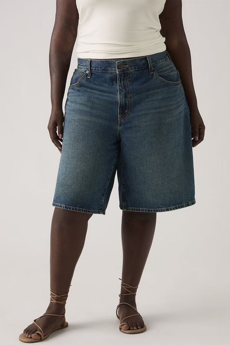 Levi's Свободни къси дънки с миди талия Син меланж