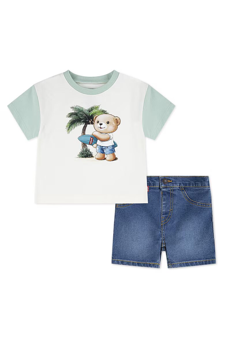 Levi's Тениска Palm Tree с дънкови бермуди Тъмносин/Бял