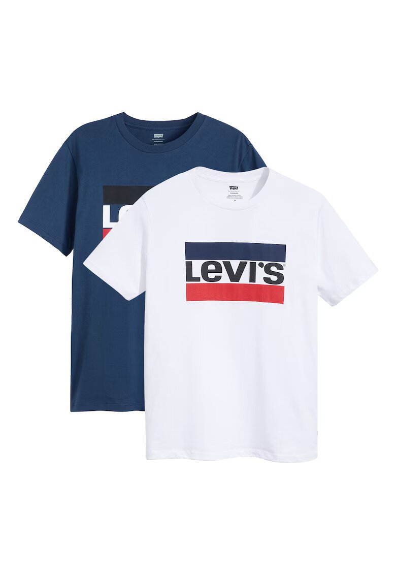 Levi's Тениска с лого - 2 броя - Бял/Син
