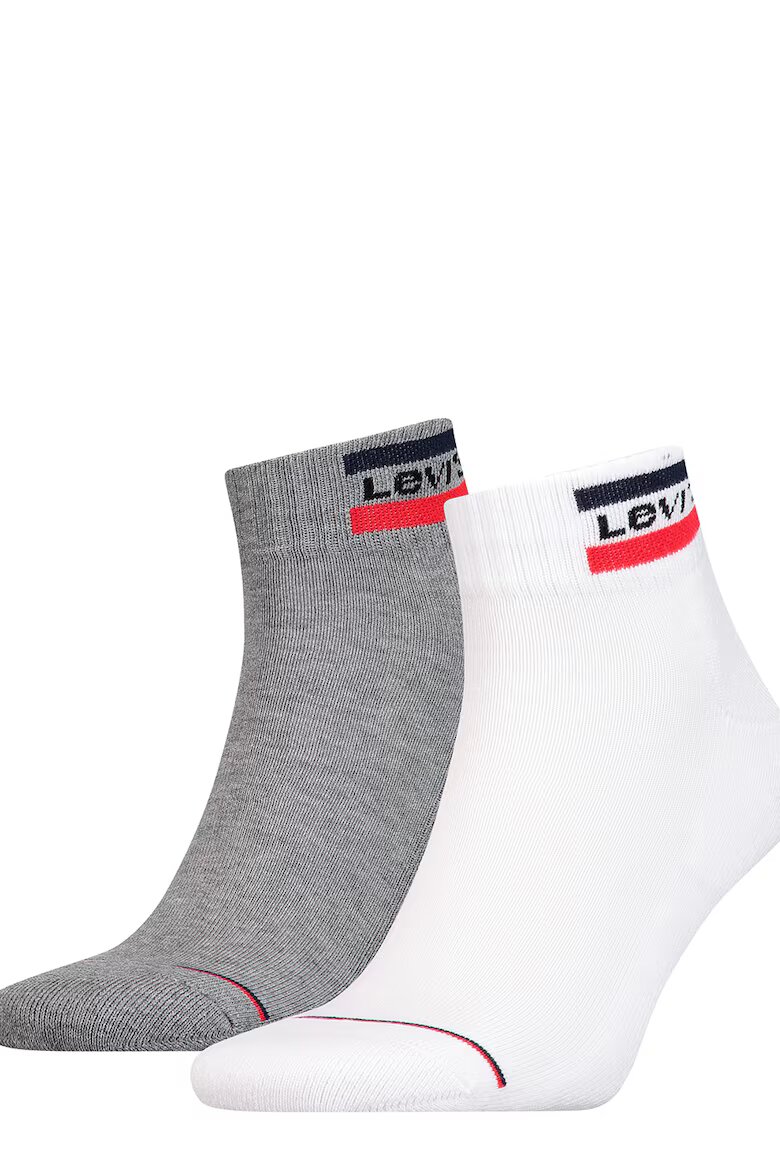 Levi's Унисекс чорапи до глезена - 2 чифта Червен/Бял/Сив