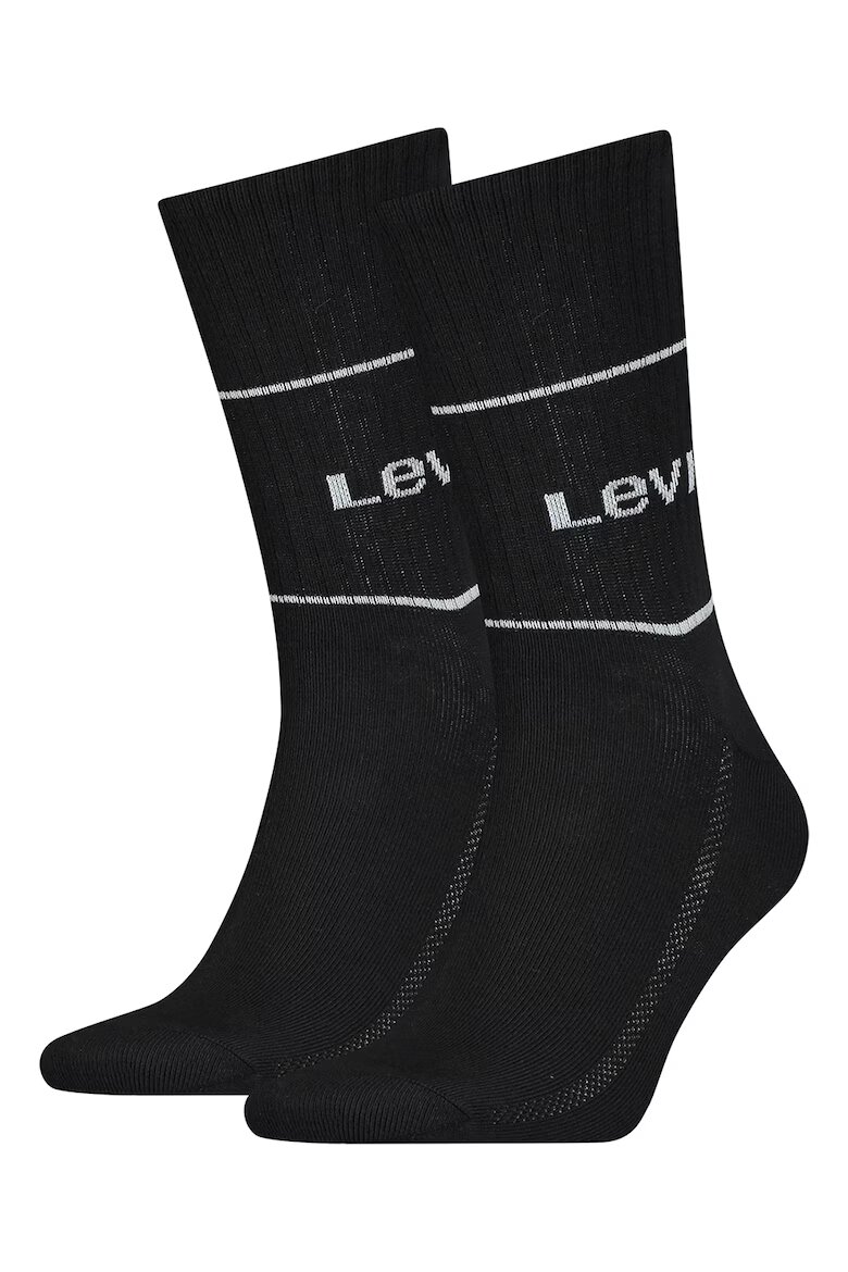 Levi's Унисекс дълги чорапи - 2 чифта Бял/Черен