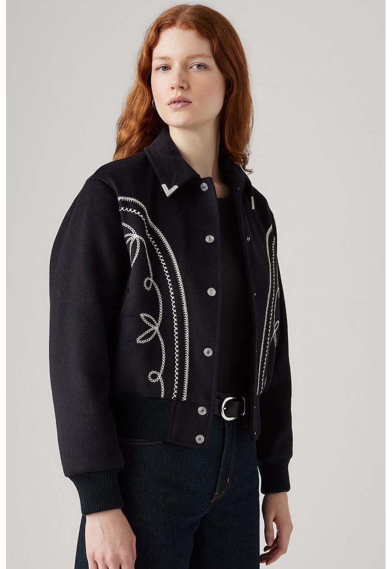 Levi's Яке с вълна с рипсени маншети и подгъв - Черен/Мръснобял