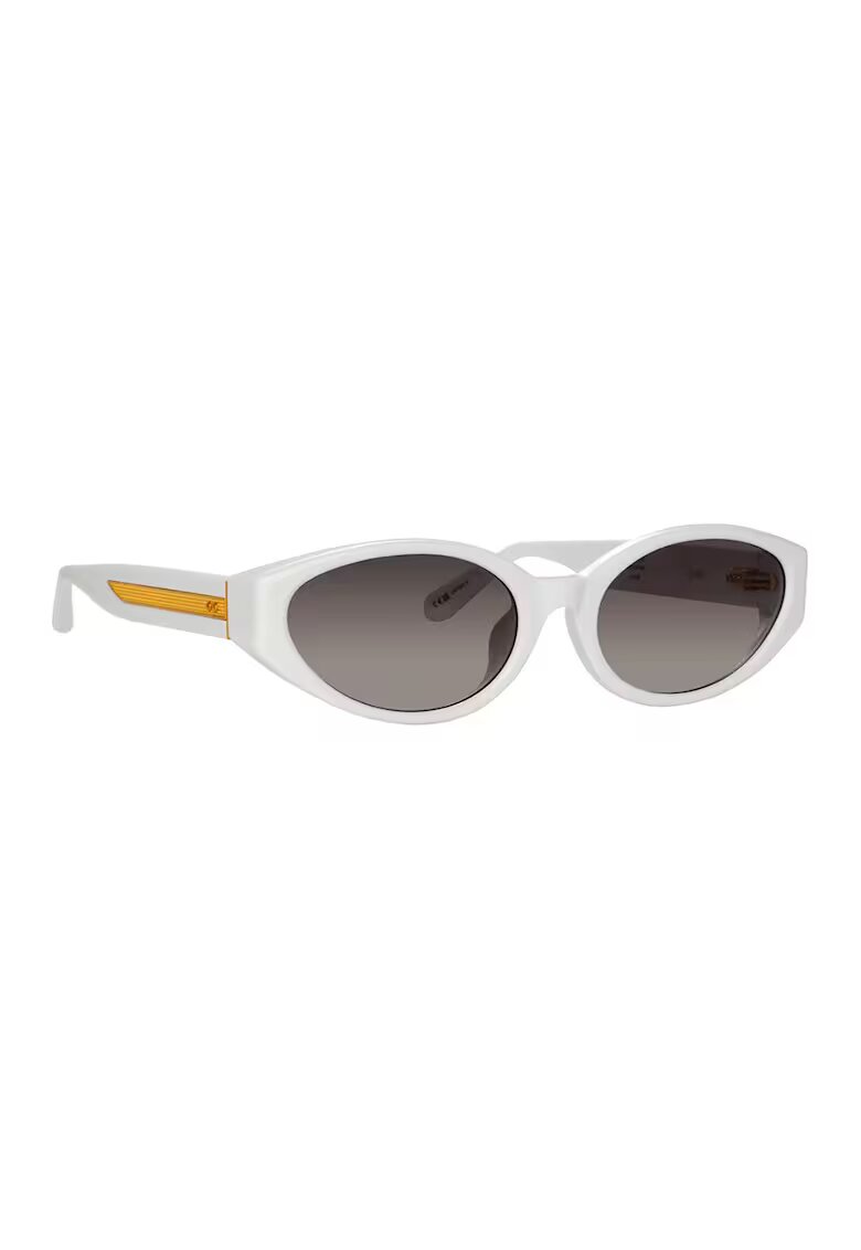 Linda Farrow Овални слънчеви очила Lyra - Бял/Златист