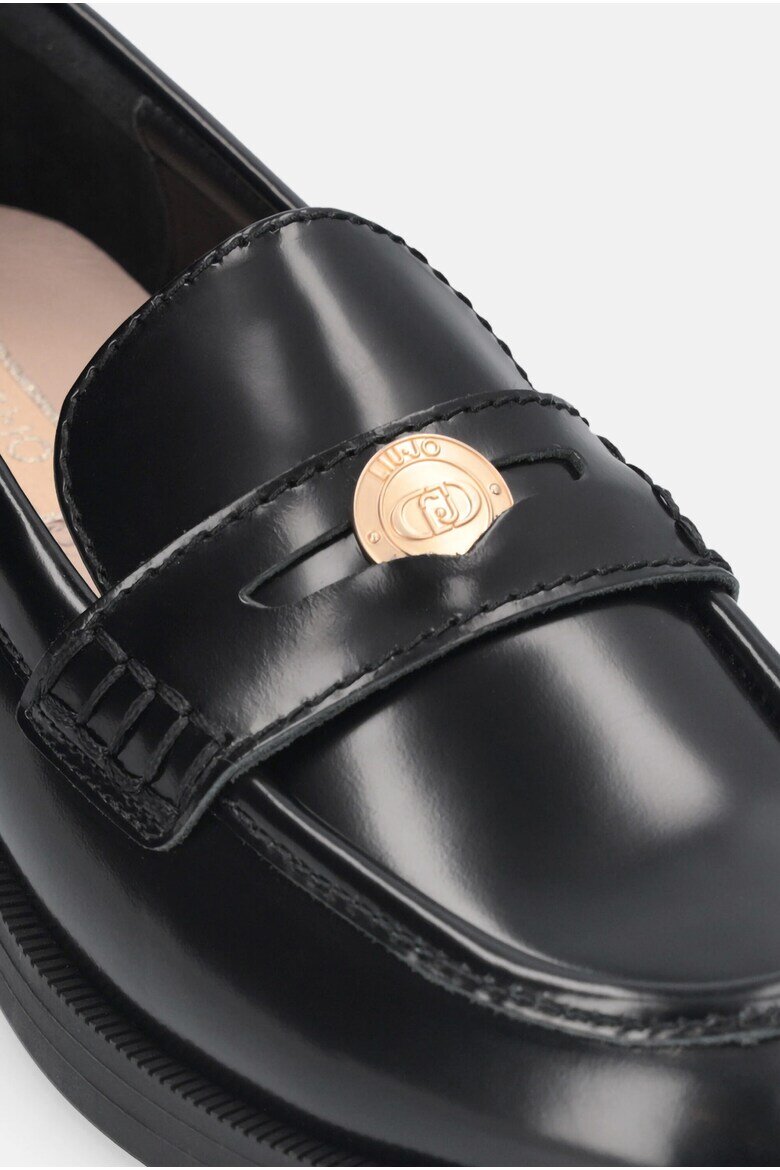 Liu Jo Кожени мокасини Preppy с лого Черен