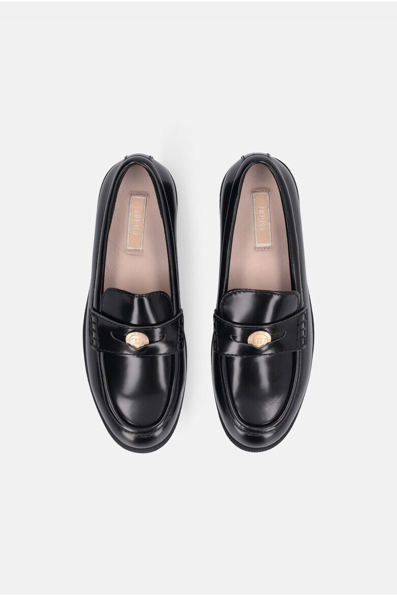 Liu Jo Кожени мокасини Preppy с лого Черен