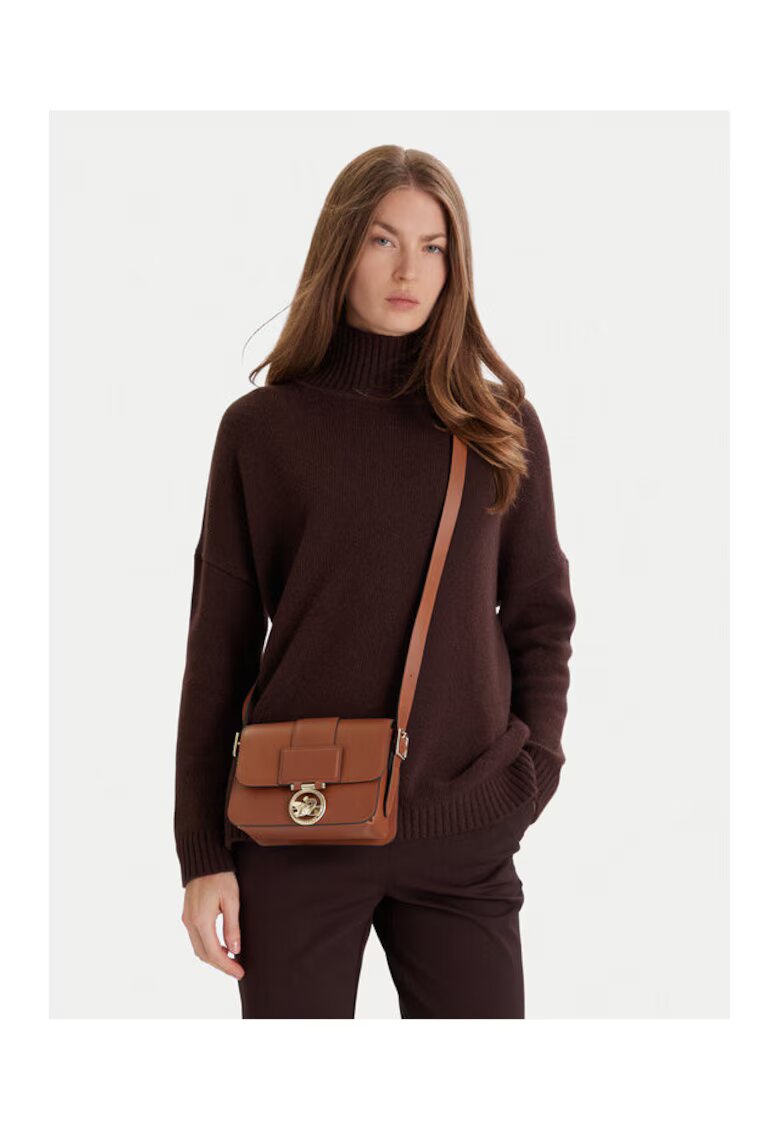 Longchamp Дамска чанта модел Cognac 504 - естествена кожа - цвят коняк