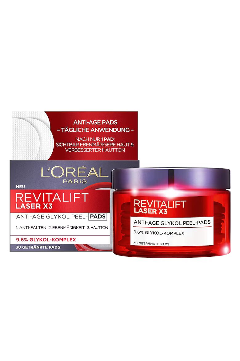 L'Oreal Paris Демакиант за лице LOreal Revitalift Laser X 3 Anti-Aging Glycolic Peel 30 броя