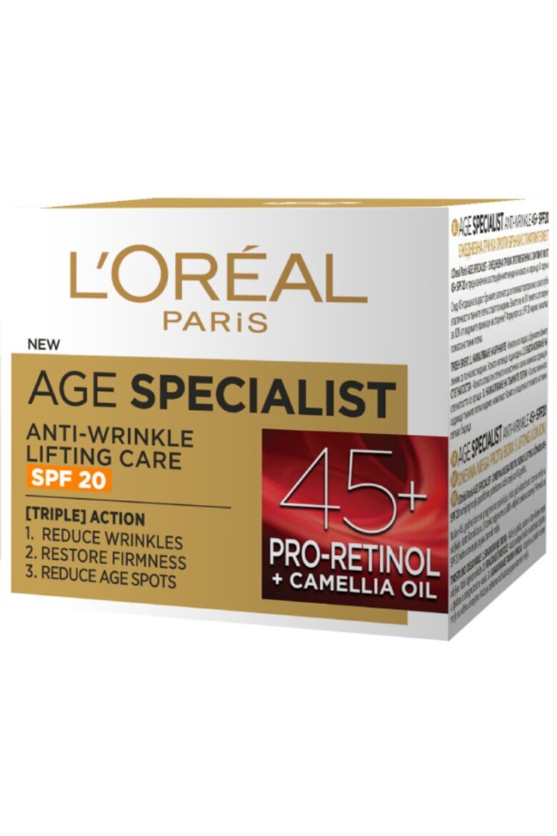 L'Oreal Paris Дневен крем Age Specialist 45+ Против бръчки С лифтинг ефект SPF 20 50 мл