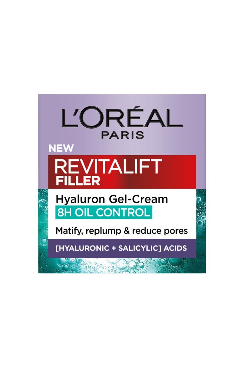L'Oreal Paris Матиращ гел-крем Revitalift Filler Съдържа хиалуронова киселина и салицилова киселина Уплътнява и намалява порите 50 мл