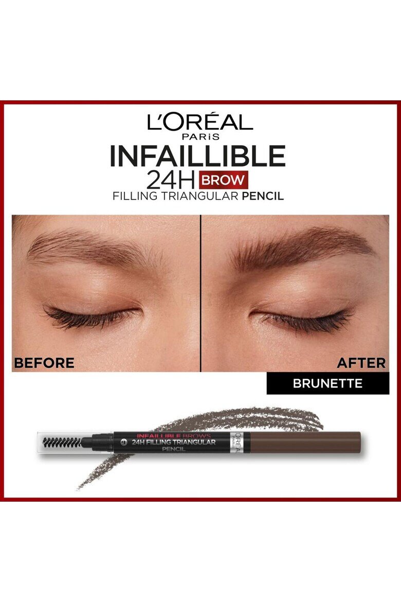 L'Oreal Paris Молив за вежди Infaillible Brows 24H Triangular Нюанс 3.0 Brunette​