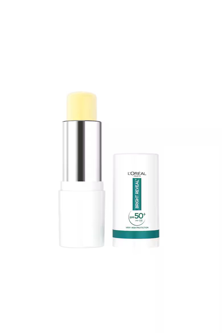 L'Oreal Paris Твърд слънцезащитен стик Bright Reveal Много висока слънцезащита SPF 50+ Съдържа витамин Е Против пигментни петна Невидим върху грим 9 мл